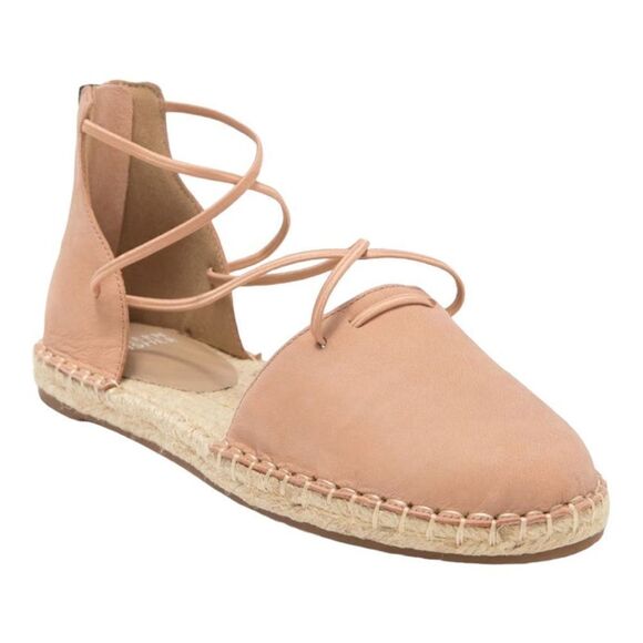 Eileen Fisher espadrille lace-up sandals in toffee cream leather size 8 NWB - Picture 1 of 10